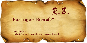 Rozinger Bennó névjegykártya